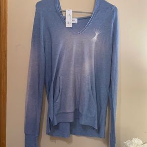 Soulcycle chambray wash sweatshirt w/hoodie blue